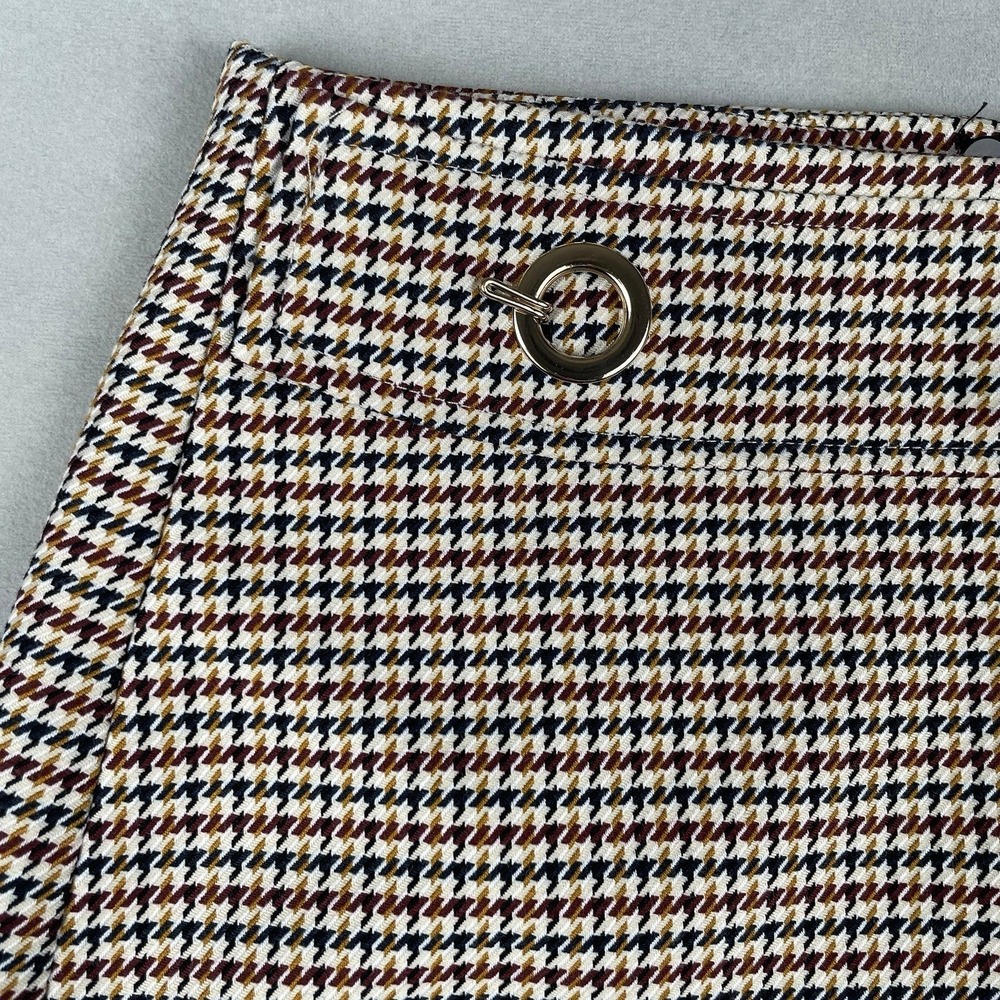 H&M Houndstooth Midi Pencil Skirt Sz 4 Neutral Office Preppy Old Money Boho Chic - Picture 3 of 9